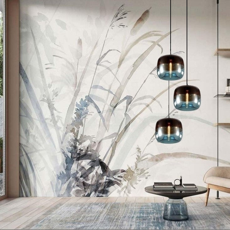 Suspension colorée en verre teinté fumé style rétro vintage