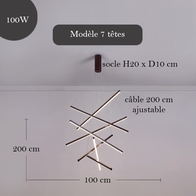 Lustre suspendu élégant, aux lignes croisées