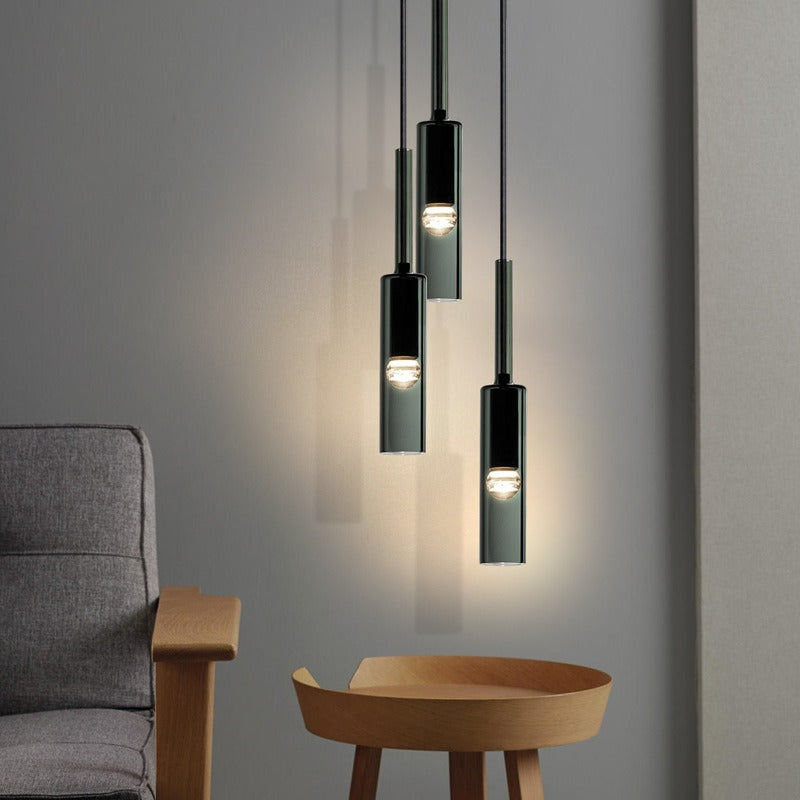 Luminaire suspendu en verre gris fumé au design moderne en forme de bouteille