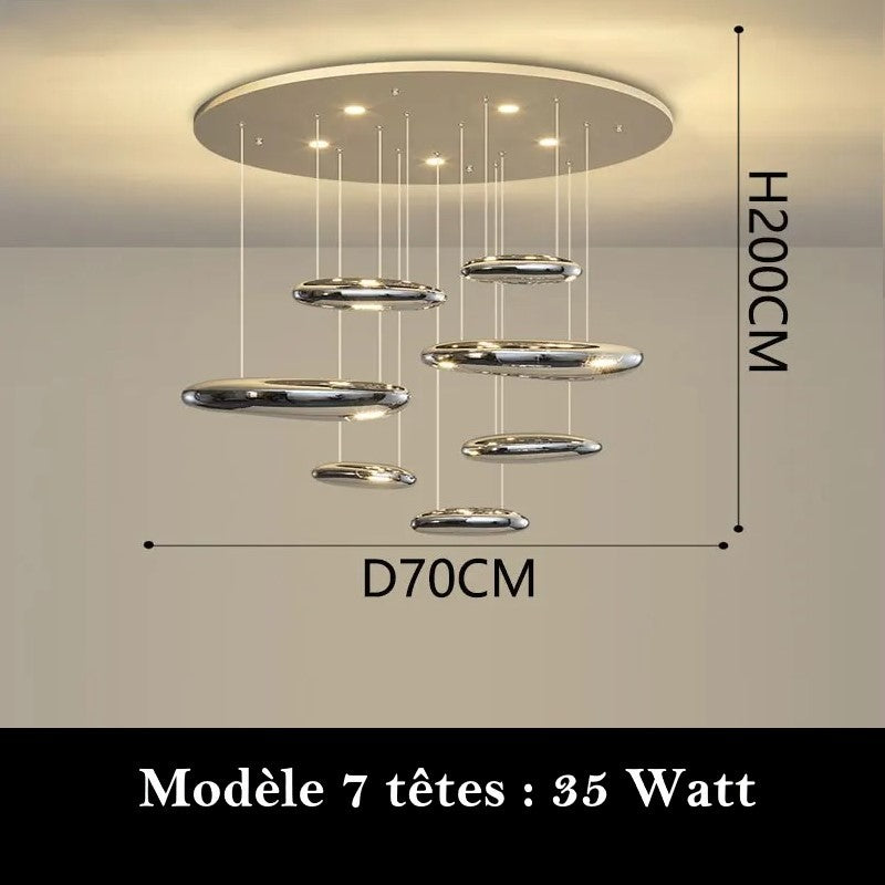 Lustre suspendu en forme de nuages métaliques
