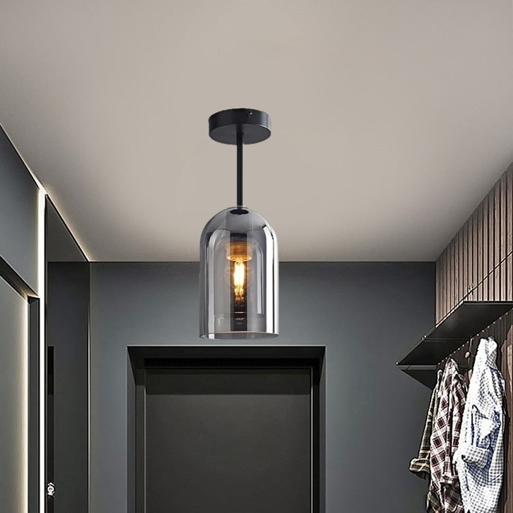 Plafonnier en verre teinté fumé au design moderne