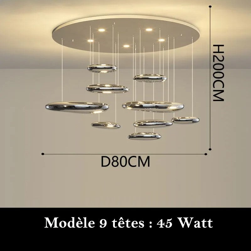 Lustre suspendu en forme de nuages métaliques