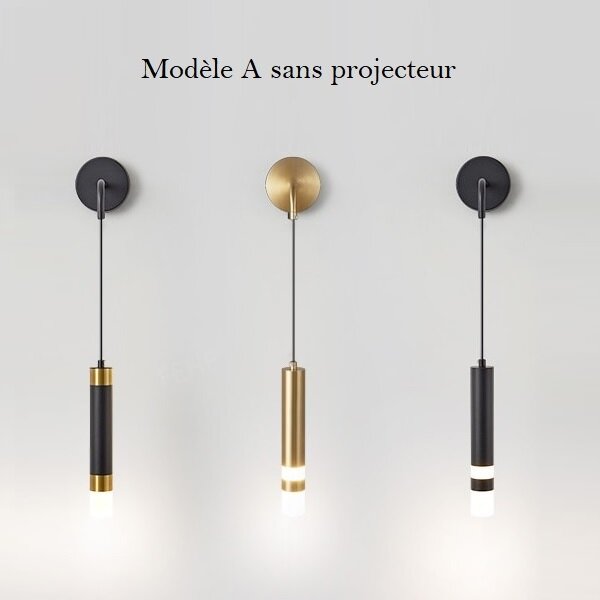 Applique murale pendante en aluminium noir et or au design moderne et minimaliste