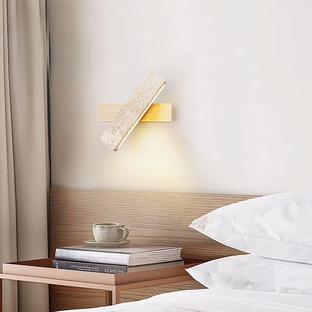 Applique murale rotative en pierre naturelle | Style wabi sabi