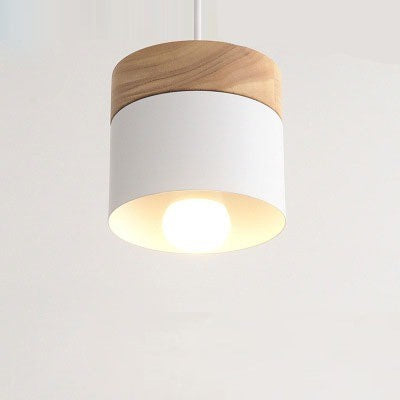 Lustre suspension bois et métal coloré style nordique