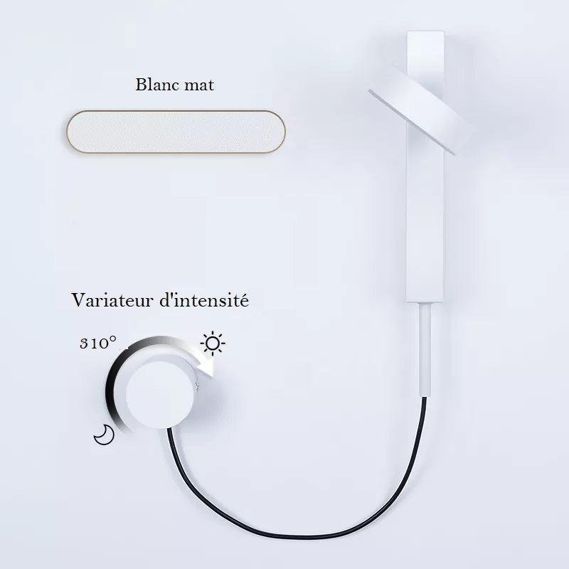 Lampe de chevet murale en aluminium brossé au design moderne avec variateur d’intensité