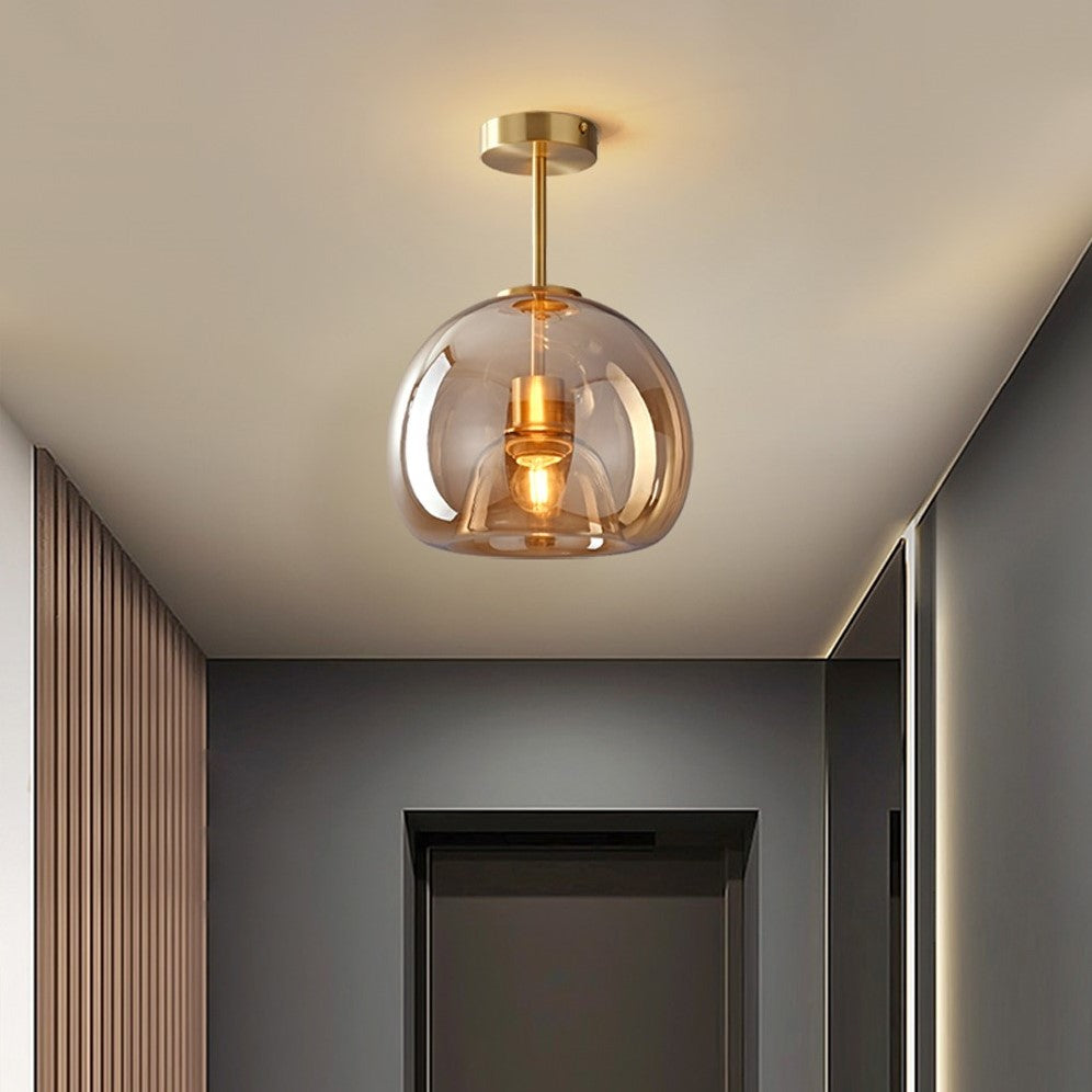 Plafonnier en verre teinté fumé au design moderne