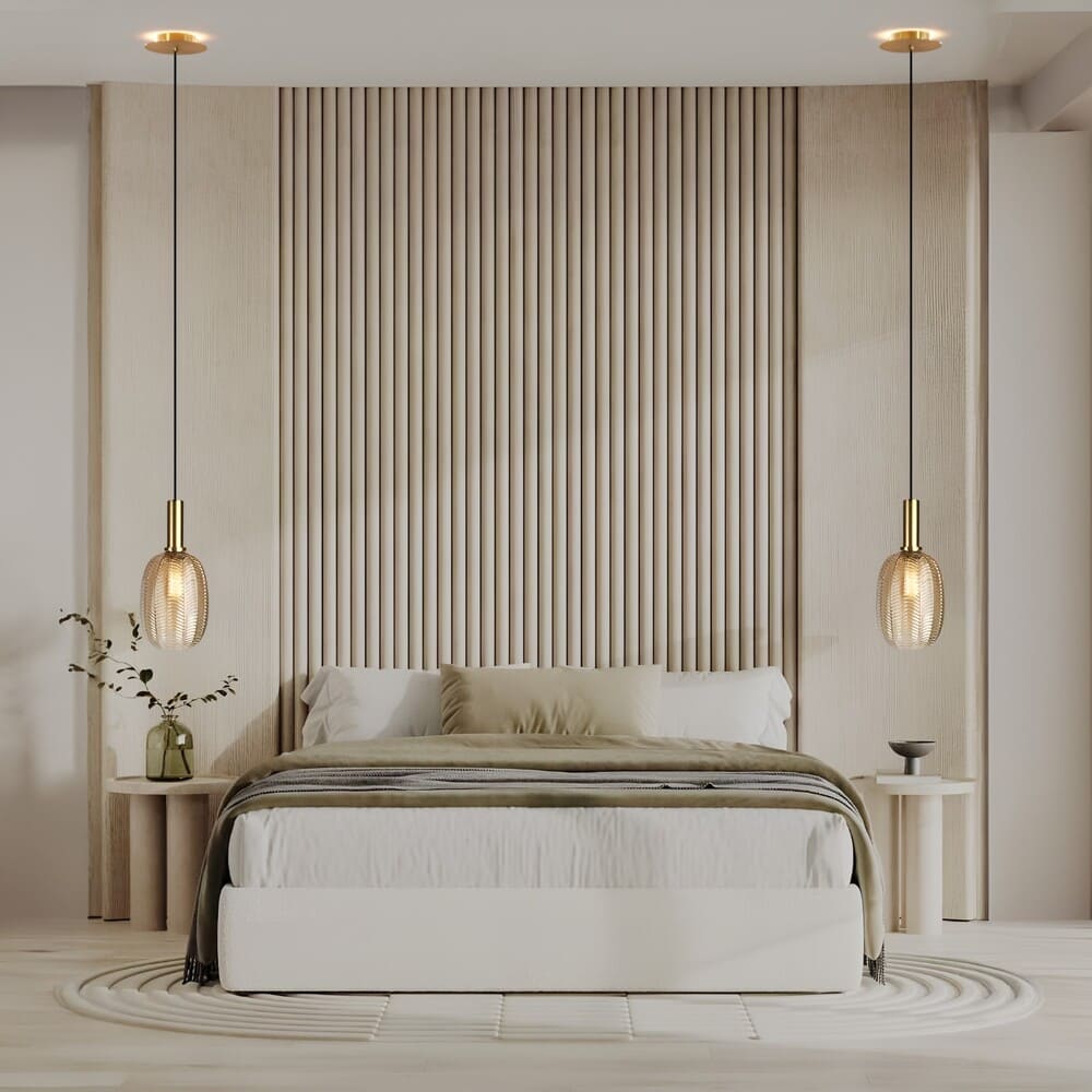 Suspension en verre strié style vintage chic