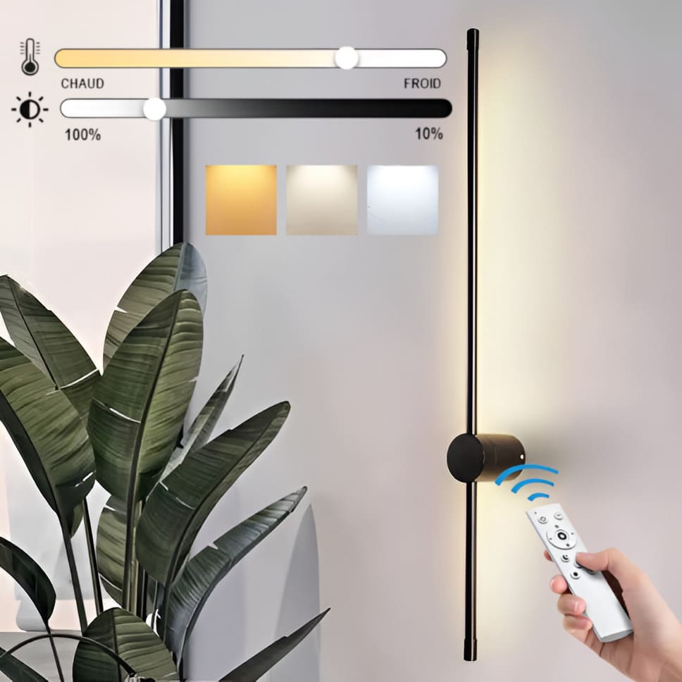 Applique murale à LED Dimmable| Tube noir métallique