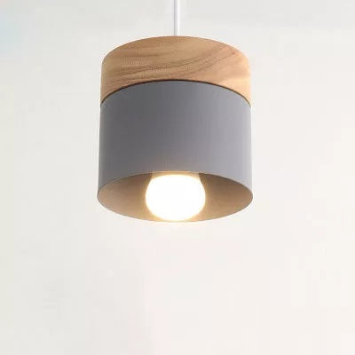 Lustre suspension bois et métal coloré style nordique