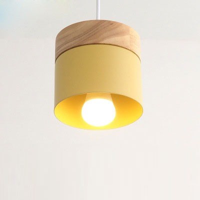 Lustre suspension bois et métal coloré style nordique
