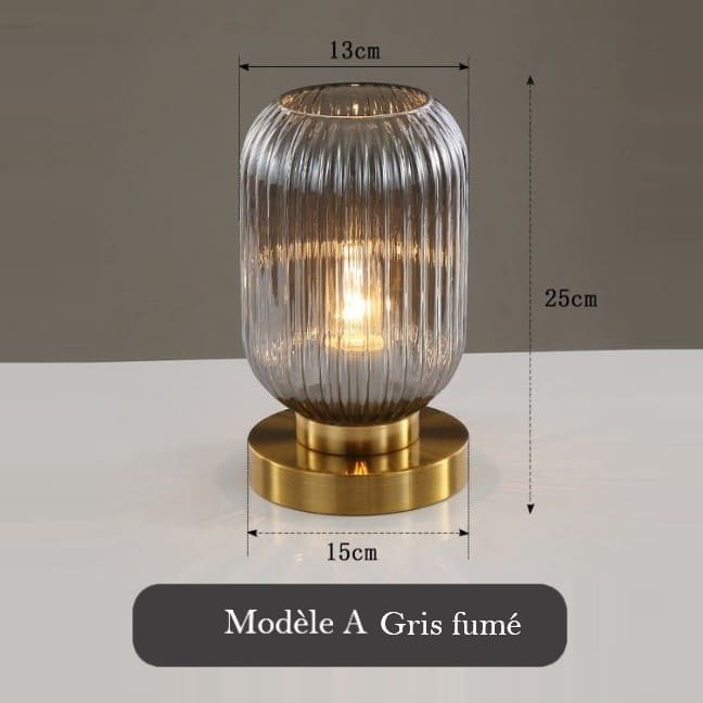 Lampe de chevet en verre teinté