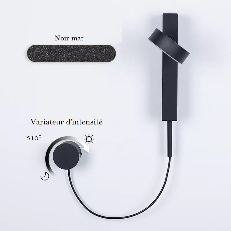 Lampe de chevet murale en aluminium brossé au design moderne avec variateur d’intensité
