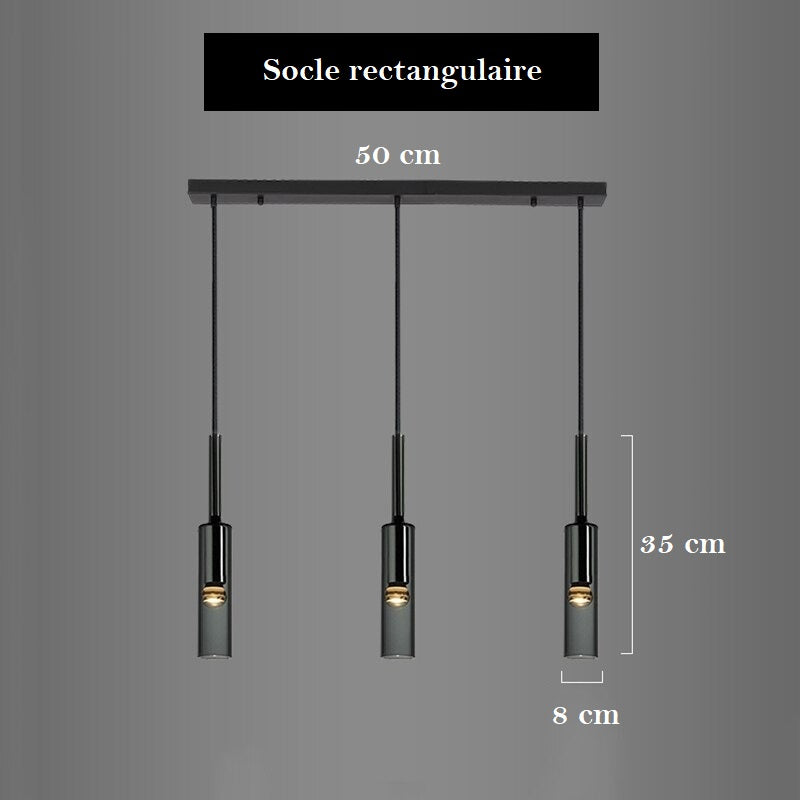Luminaire suspendu en verre gris fumé au design moderne en forme de bouteille