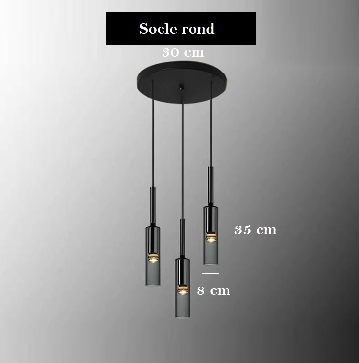 Luminaire suspendu en verre gris fumé au design moderne en forme de bouteille