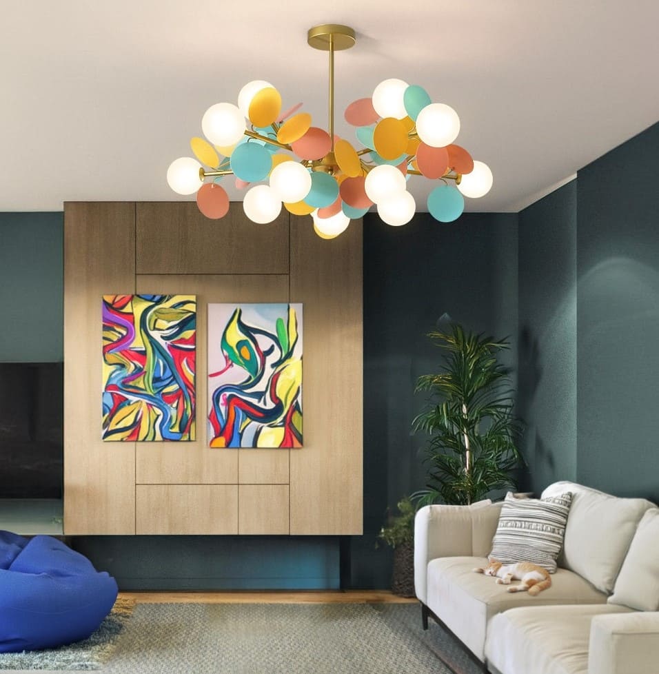 Lustre Artistique en cuivre doré - Design fleuri