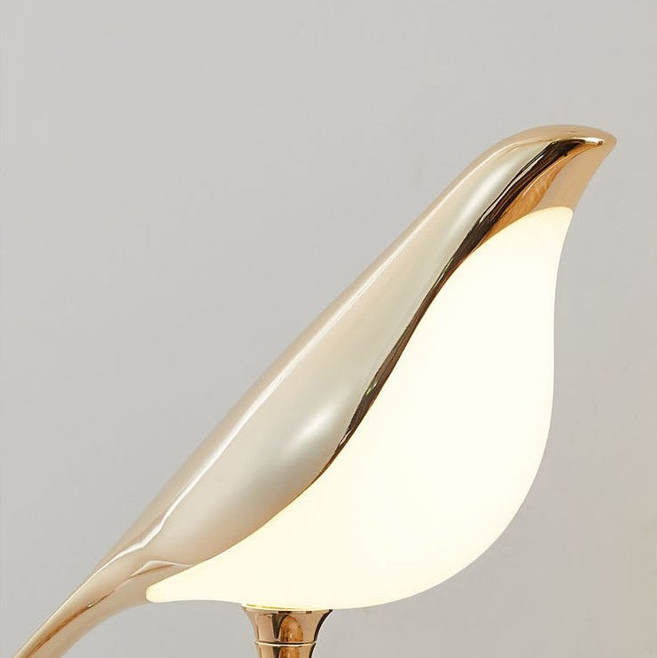 Lustre LED design oiseaux dorés