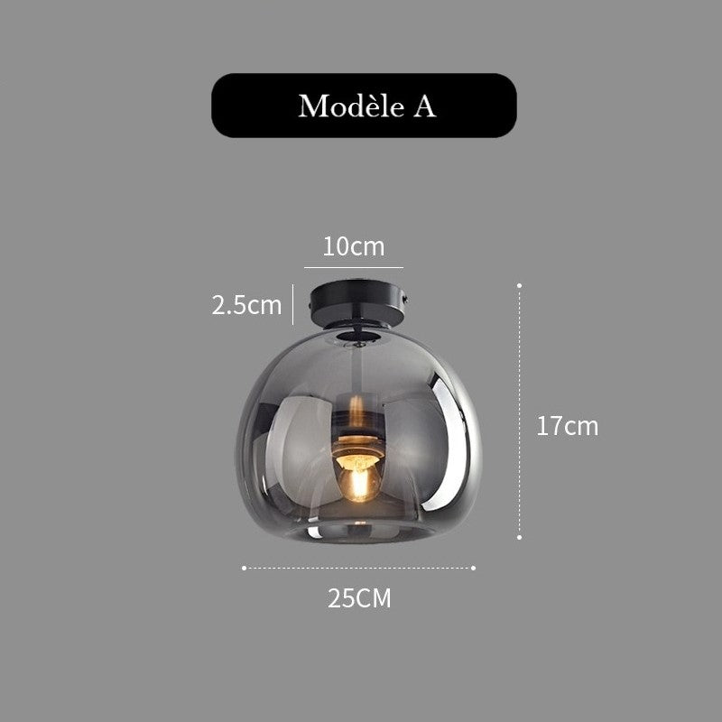 Plafonnier en verre teinté fumé au design moderne