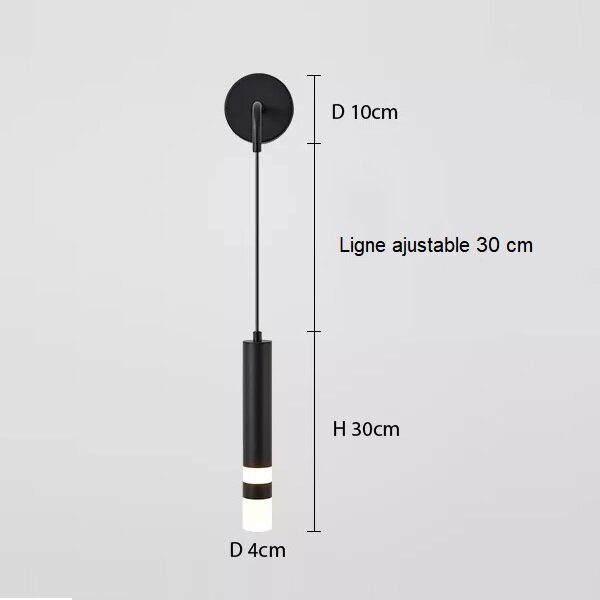 Applique murale pendante en aluminium noir et or au design moderne et minimaliste