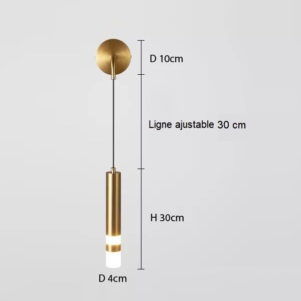 Applique murale pendante en aluminium noir et or au design moderne et minimaliste