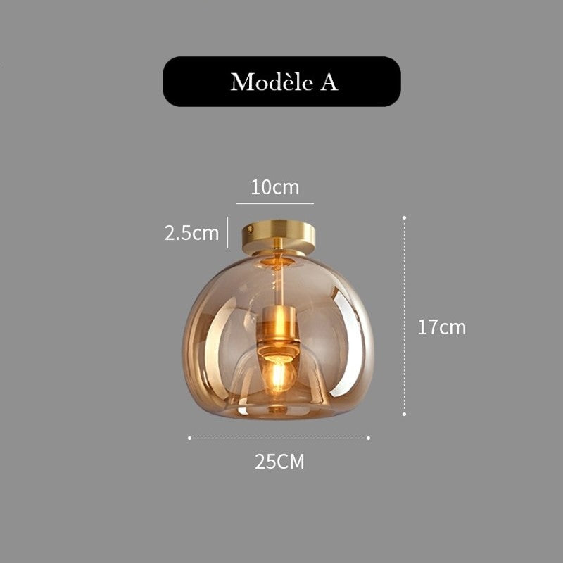 Plafonnier en verre teinté fumé au design moderne
