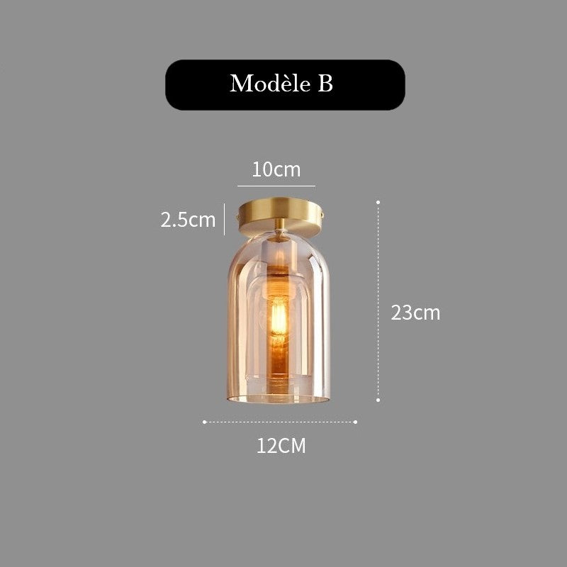 Plafonnier en verre teinté fumé au design moderne