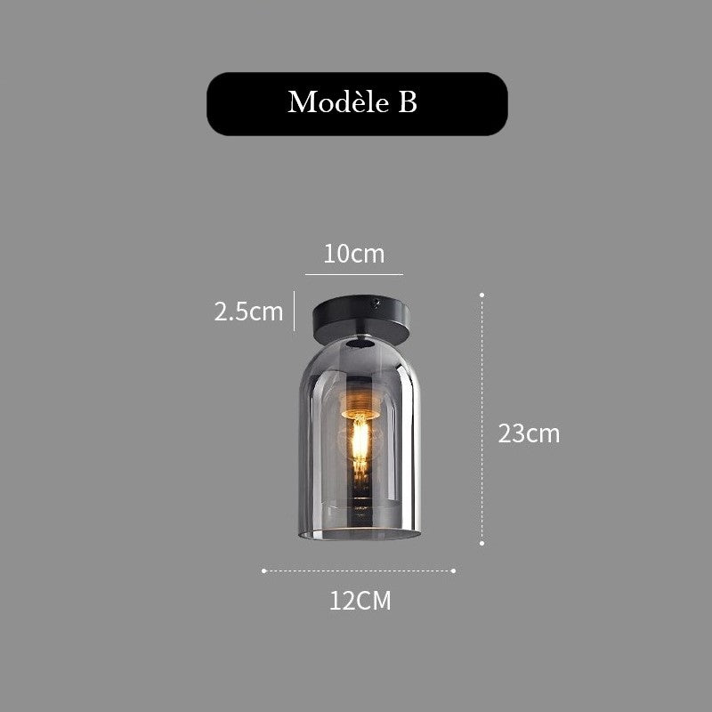 Plafonnier en verre teinté fumé au design moderne