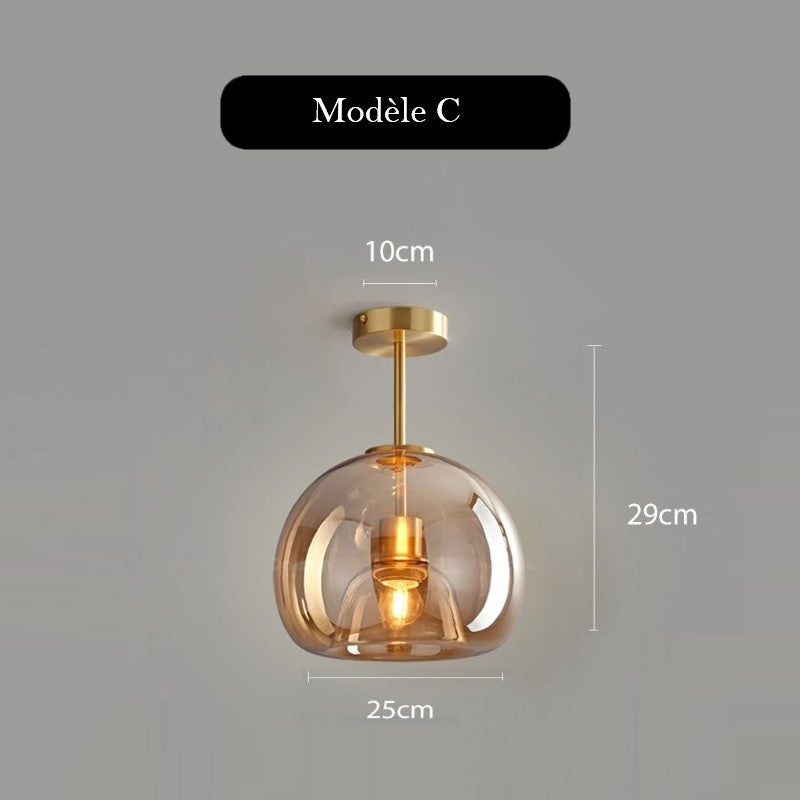 Plafonnier en verre teinté fumé au design moderne