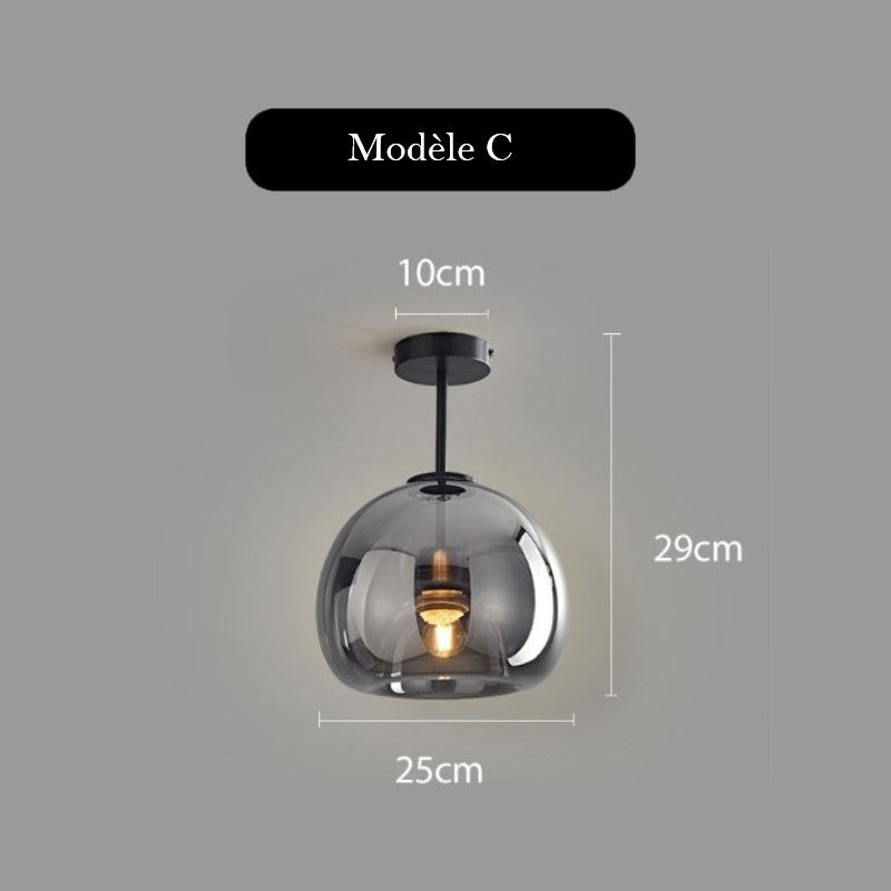 Plafonnier en verre teinté fumé au design moderne