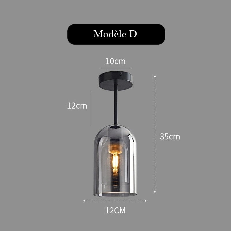 Plafonnier en verre teinté fumé au design moderne