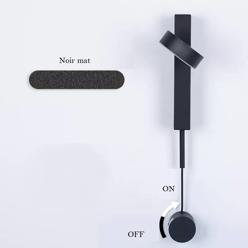 Lampe de chevet murale en aluminium brossé au design moderne avec variateur d’intensité