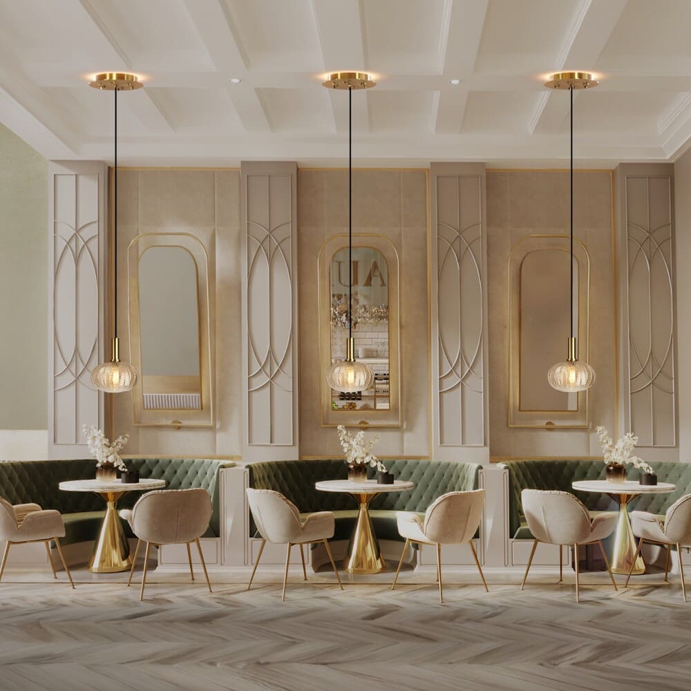 Suspension en verre strié style vintage chic