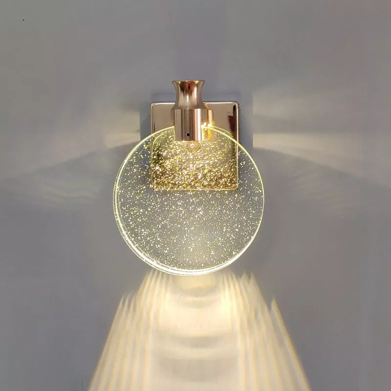 Applique murale ronde en métal et anneau de verre