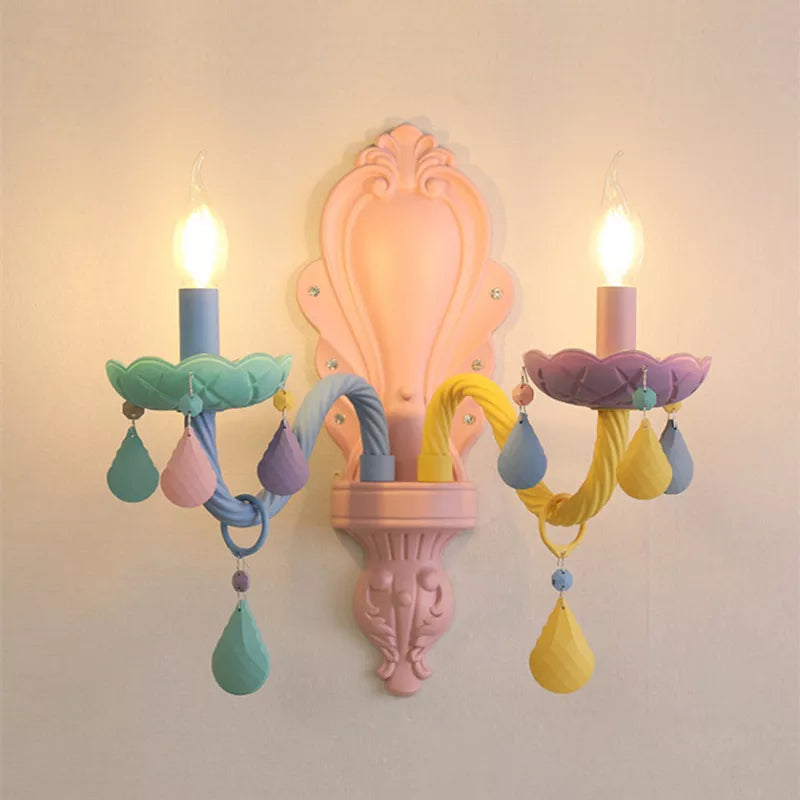 Lustre chandelier chambre enfant- arc en ciel multicolore