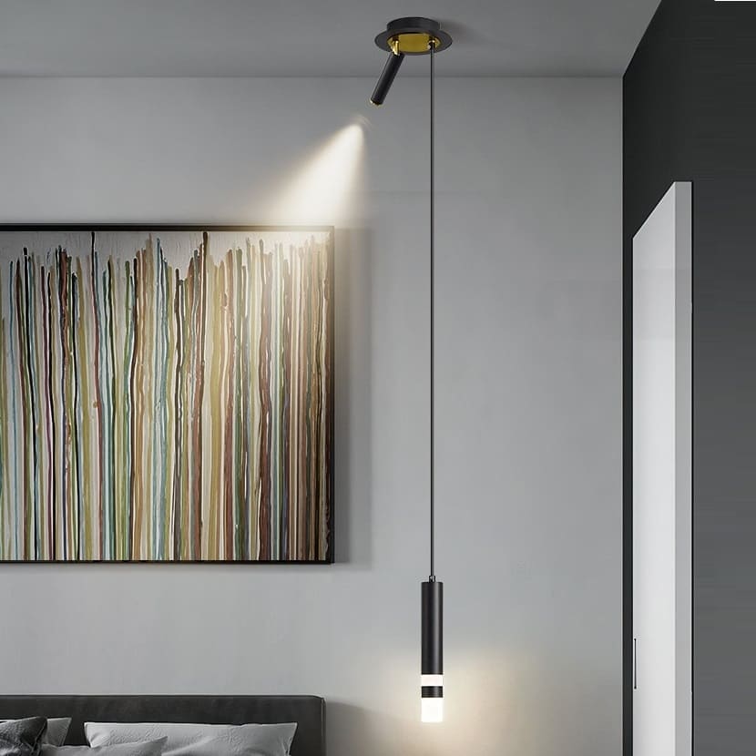 Applique murale pendante en aluminium noir et or au design moderne et minimaliste