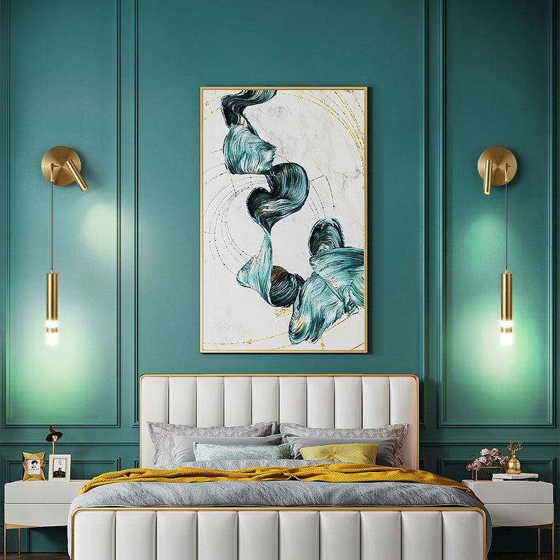 Applique murale pendante en aluminium noir et or au design moderne et minimaliste