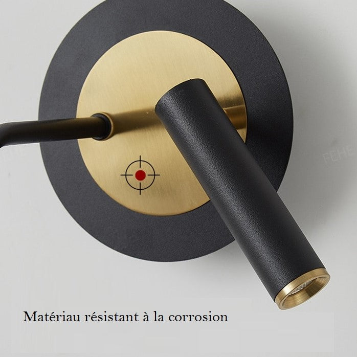 Applique murale pendante en aluminium noir et or au design moderne et minimaliste