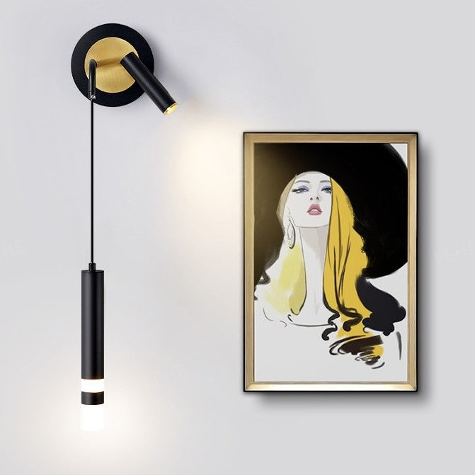Applique murale pendante en aluminium noir et or au design moderne et minimaliste
