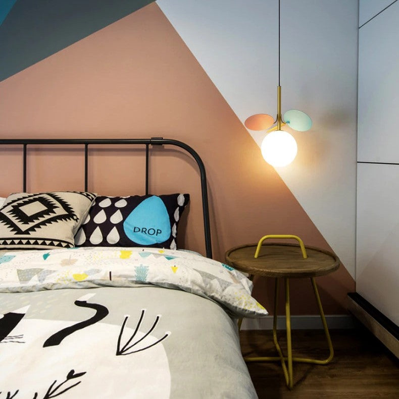 Suspension fleurie en acier brossé