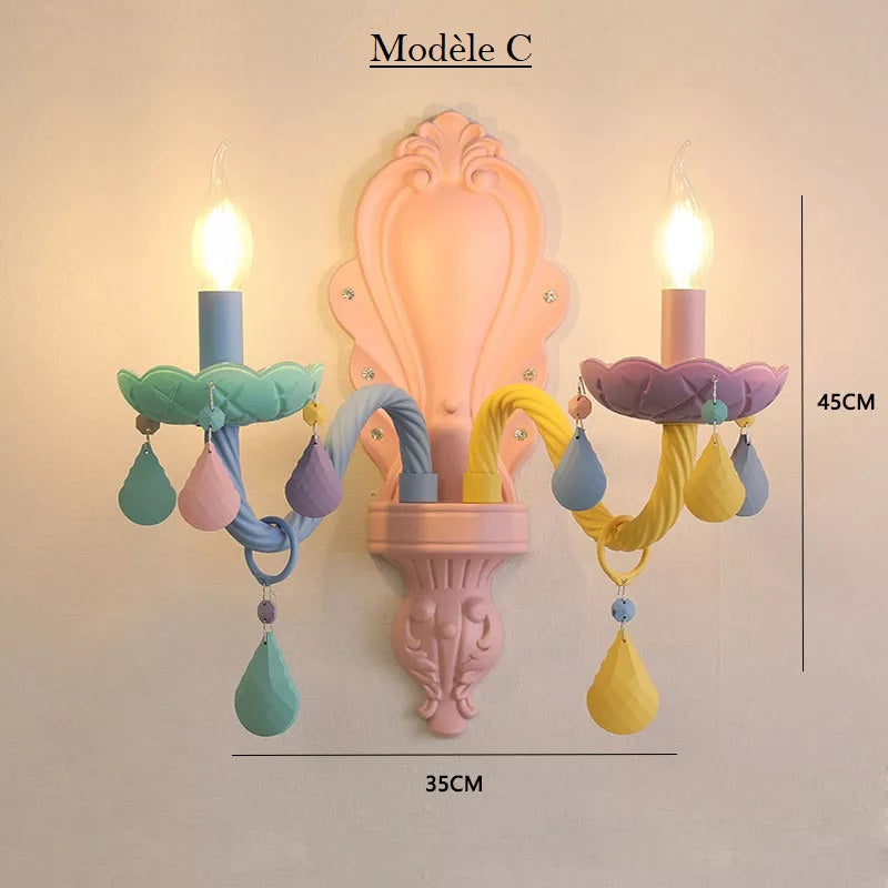 Lustre chandelier chambre enfant- arc en ciel multicolore