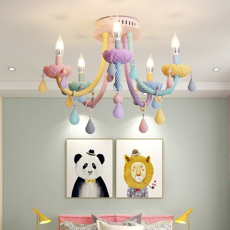 Lustre chandelier chambre enfant- arc en ciel multicolore