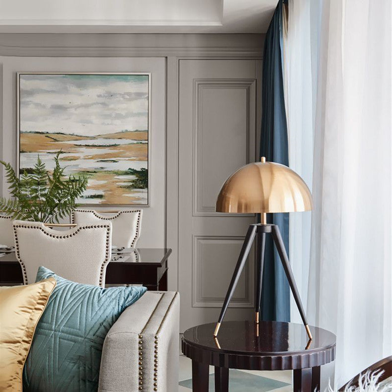 Lampadaire style champignon doré