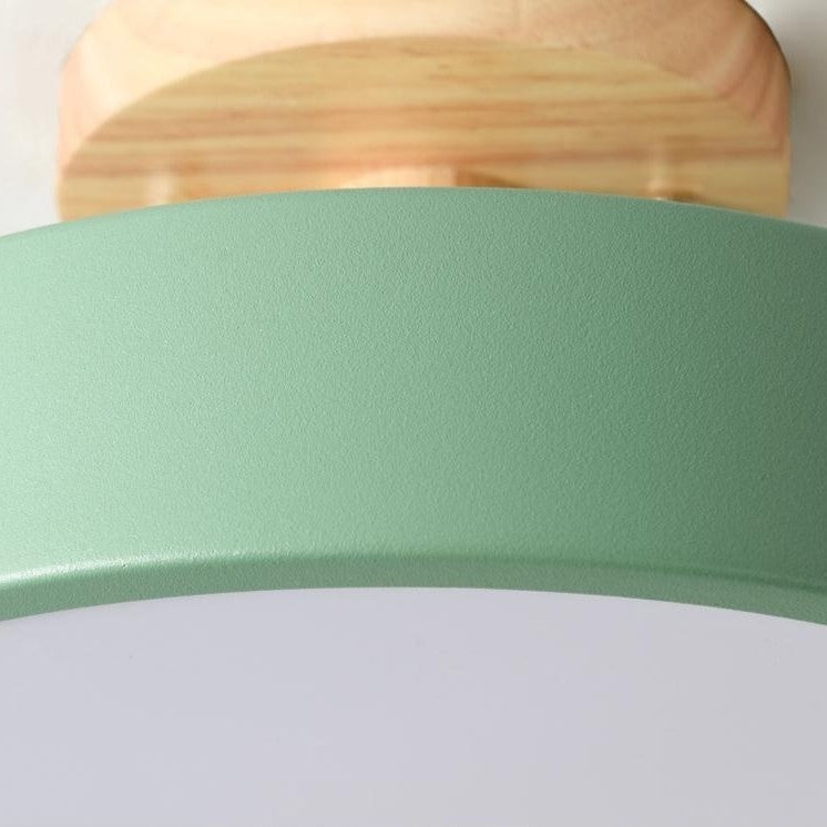 Plafonnier à LED rond en bois au design vintage et nordique