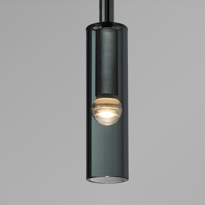Luminaire suspendu en verre gris fumé au design moderne en forme de bouteille