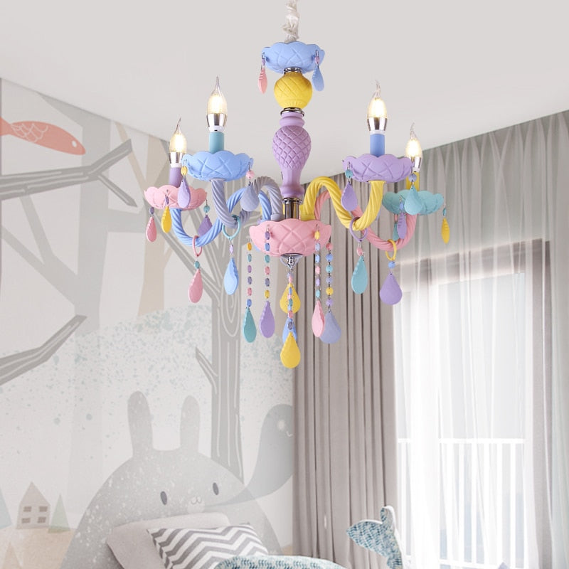 Lustre chandelier chambre enfant- arc en ciel multicolore