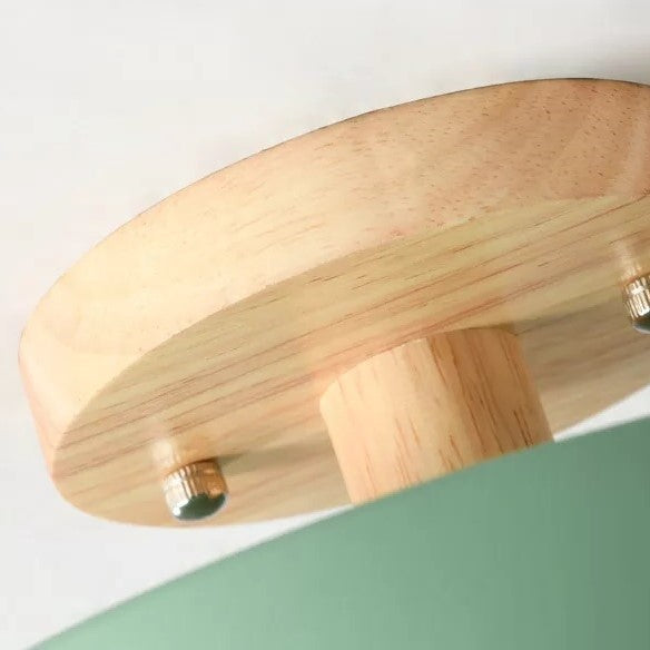 Plafonnier à LED rond en bois au design vintage et nordique
