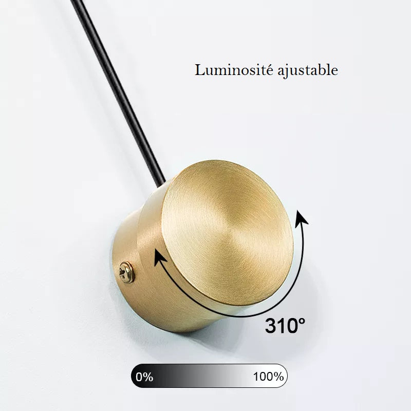Lampe de chevet murale en aluminium brossé au design moderne avec variateur d’intensité