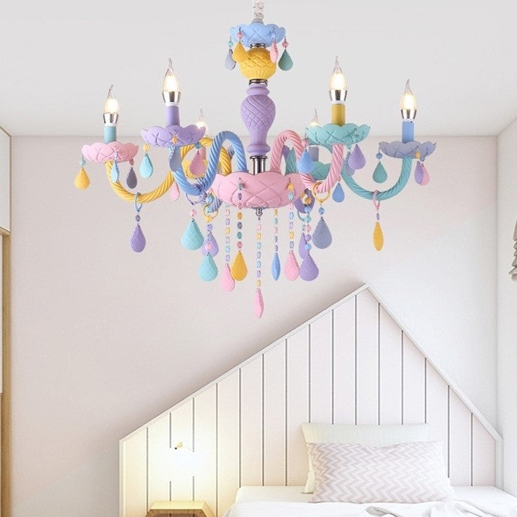 Lustre chandelier chambre enfant- arc en ciel multicolore