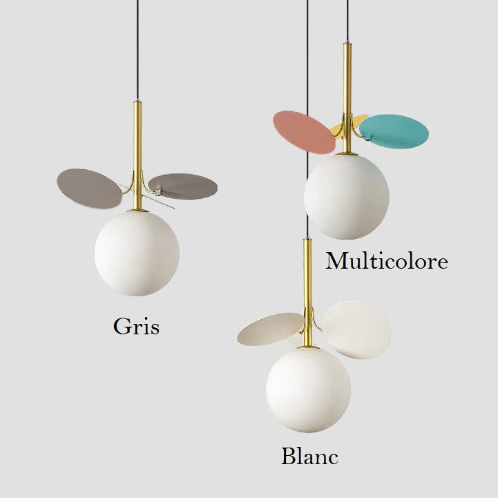 Suspension fleurie en acier brossé