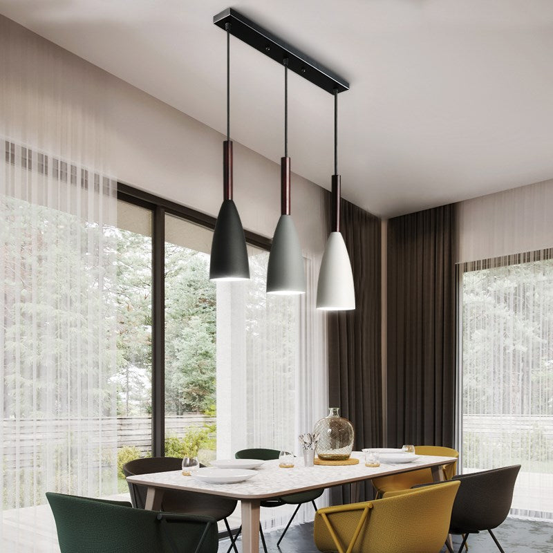 Suspension couleur aux choix en bois et aluminium au design nordique moderne en forme de bouteille